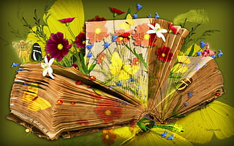 HD wallpaper ღ my nature book ღ lovely grass book butterflies spring collage abstract spider caterpillar summer flowers nature lady bug flower fairies outdoor thumbnail
